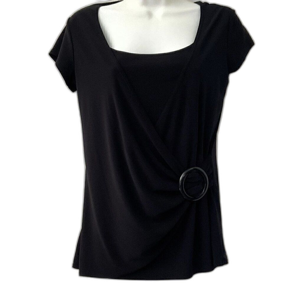 Vintage Y2K Dynamite Black Faux Wrap Top M